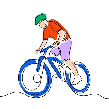 Cyclist one line colourful vector illustration Illustrazione stock