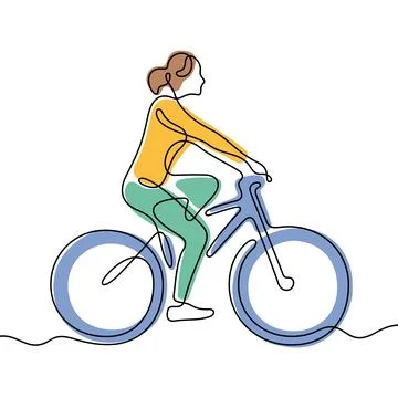 Cyclist one line colourful vector illustration Stock Illustration