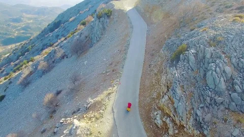 Cyclist Peak Of The Mountain Stock Footage 70968546