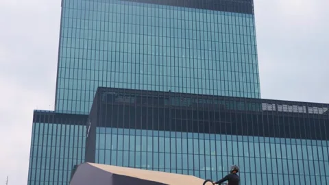 A cyclist performs tricks on a bicycle Stock Footage 245534602