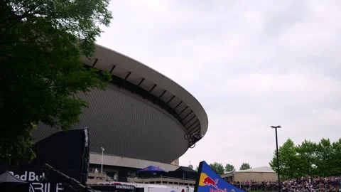 A cyclist performs tricks on a bicycle Stock Footage 245536269