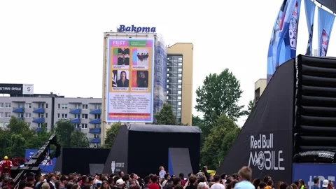 A cyclist performs tricks on a bicycle Stock Footage 245537440
