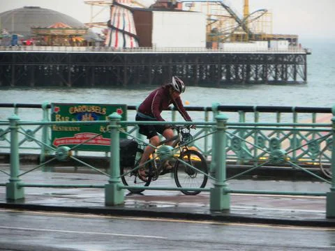 A Cyclist In the Rain Stock Photos