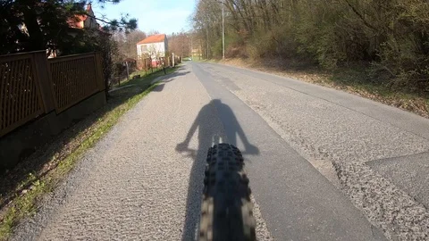 Cyclist rides a bicycle, back view 4k Stock Footage 106552249