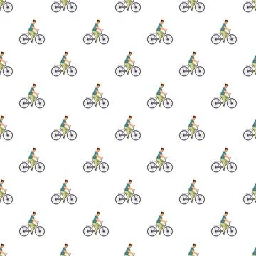 Cyclist riding bicycle repeating pattern wallpaper Stock Illustration
