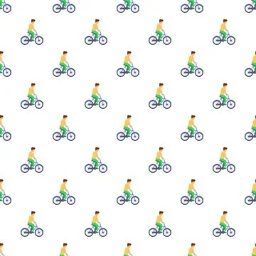Cyclist riding bicycle repeating pattern background Stock Illustration