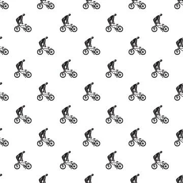 Cyclist riding bicycle repeating seamless pattern illustration Stock Illustration
