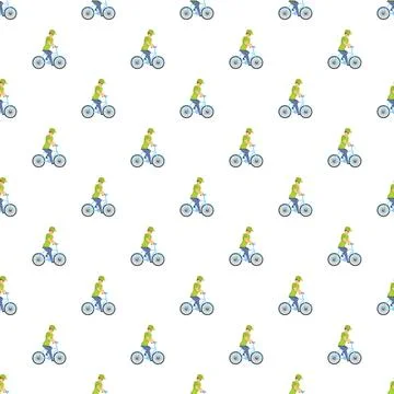 Cyclist riding bicycle seamless pattern for wallpaper design Stock Illustration