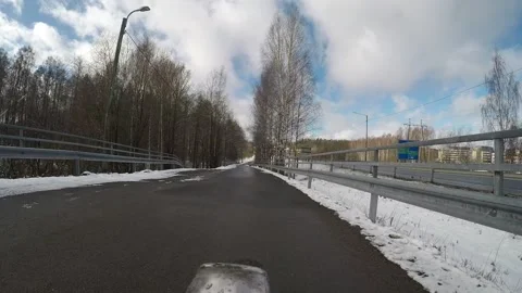 Cyclist riding through tunnel Stock Footage 151748065