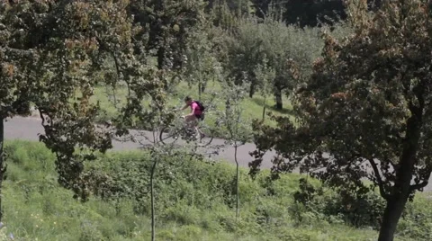 Cyclist riding uphill Stock Footage 41338774