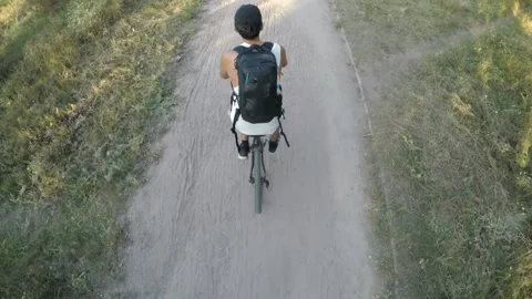 Cyclist road backpack top view Stock Footage 161422950