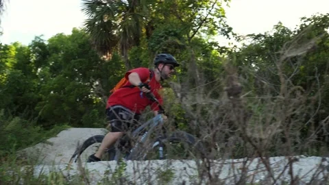 Cyclist Rounding Turn Sunset Slow-Motion Stock Footage 202176129