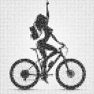 Cyclist Silhouette Halftone Dot Pattern Art Stock Illustration