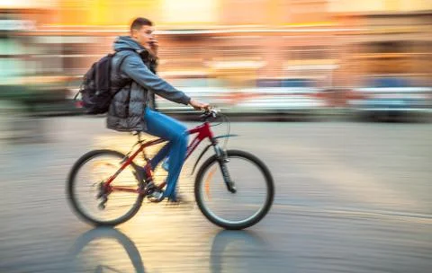 Cyclist on the street Stock Photos