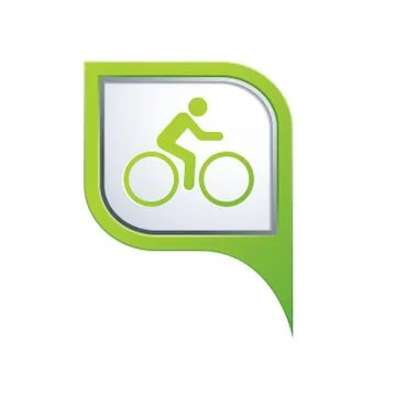 Cyclist symbol on green map pointer Illustrazione stock