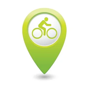 Cyclist symbol map pointer green Stock Illustration