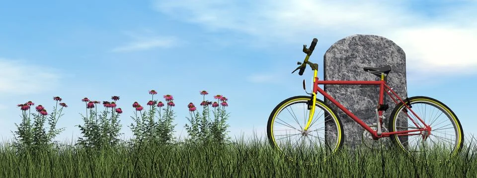 Cyclist tombstone - 3D render Stock Illustration