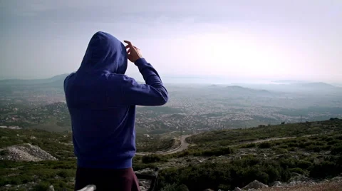 Cyclist On The Top Of the City Video stock 63148446