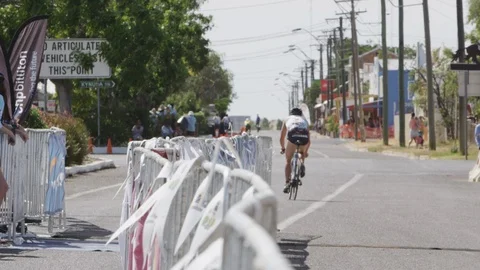 A cyclist in town shot Stock Footage 91723700