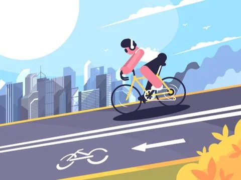 Cyclist on track for cyclists Stock Illustration