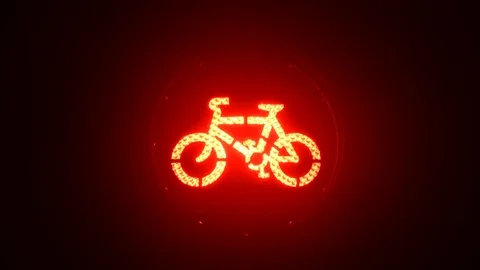 Cyclist traffic light red amber green sequence Stock Footage 118059810