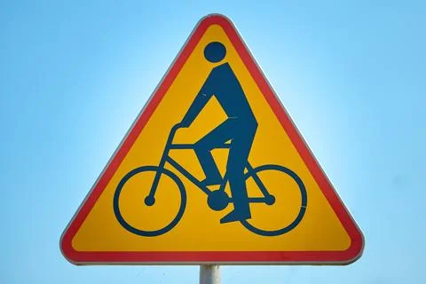 Cyclist warning sign Stock Photos