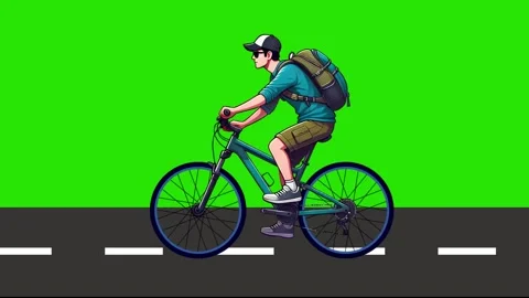 Cyclist with White Cap Animation Stock Footage 293433497