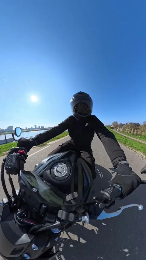 Cyclist Wrecks With Motorcycle When Trying to Overtake From the Right, Nijmegen, Stock Footage 331602498