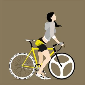 Cyclists and fixed gear bicycle Stock Illustration