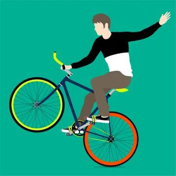 Cyclists and fixed gear bicycle Stock Illustration