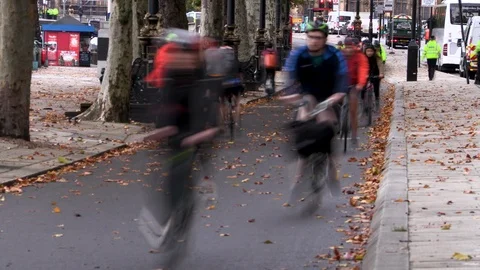 Cyclists in Autumn Stock Footage 118390577