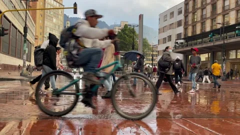 Cyclists at avenida jimenez de quesada Stock Footage 239418420
