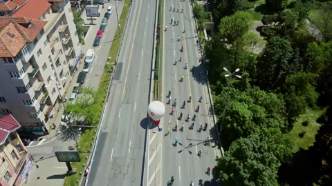 Cyclists begin public bike procession during Giro d’Italia weekend in Sofia 스톡 동영상 335161427