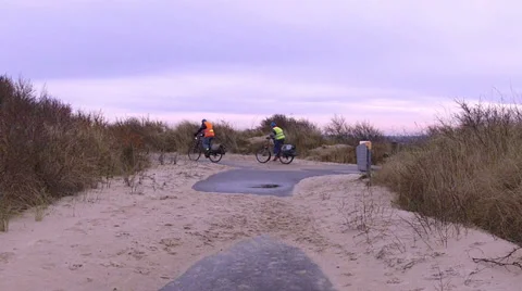 Cyclists on the bike path. Stock Footage 34289872