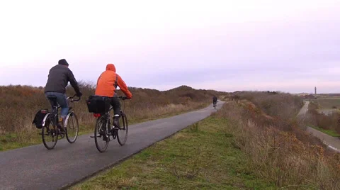 Cyclists on the bike path. Stock Footage 34290671