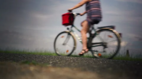 Cyclists on the bike path in summer Stock Footage 67676431
