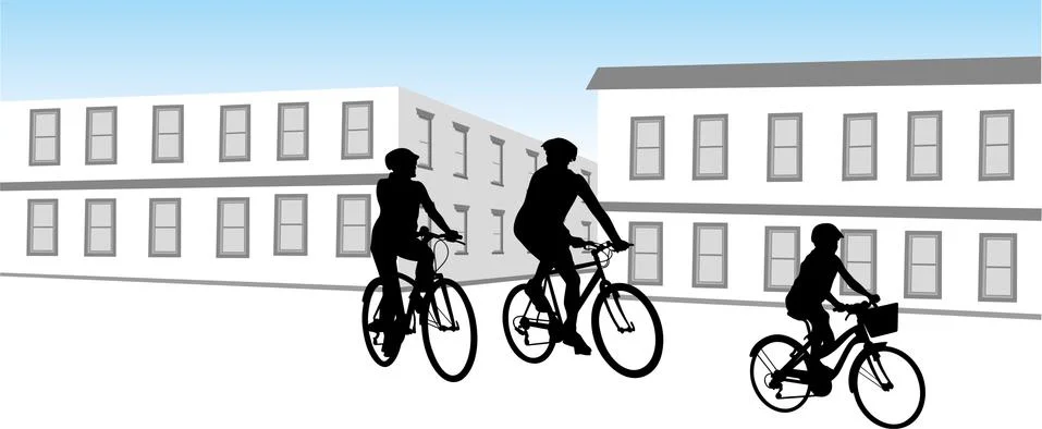 CYCLISTS CIRCULATING IN THE CITY Illustrazione stock