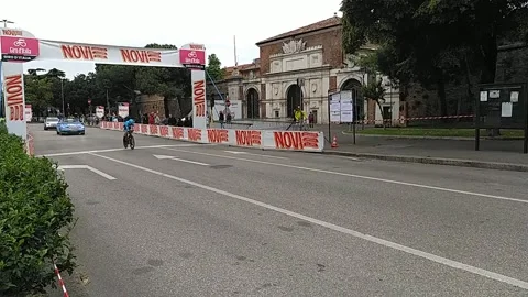 Cyclists during individual time trial at the Giro d'`Italia 2022 Video stock 196092549