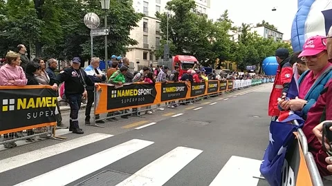 Cyclists during individual time trial at the Giro d'`Italia 2022 Video stock 196092632