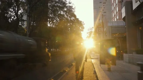 Cyclists on Empty Road, Sunset Stockbeeldmateriaal 165320619