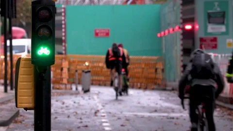 Cyclists going through cycle lane Stock Footage 118389808