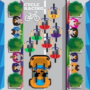 Cyclists group at professional race. Stock Illustration