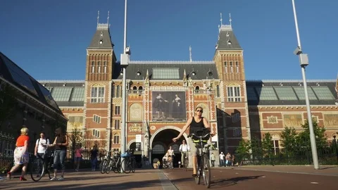 Cyclists im Amsterdam Stock Footage 76728513