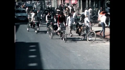 Cyclists on Jaipur Street Stock Footage 276293178
