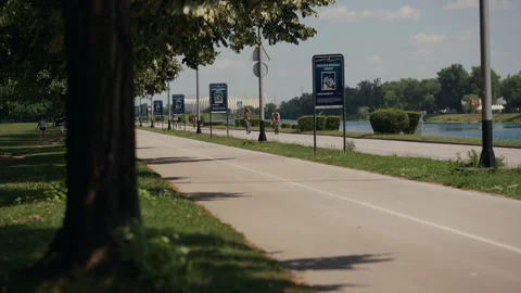 Cyclists on Lakeside Path at Jarun Stock-Footage 337263271