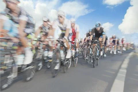 Cyclists, motion blur Stock Photos