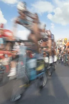 Cyclists, motion blur Stock Photos