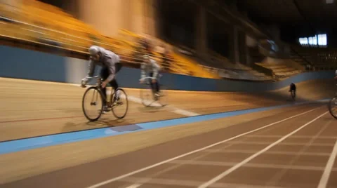 Cyclists passing on Velodrome Stock Footage 36778722