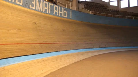 Cyclists passing on Velodrome Stock Footage 36778911