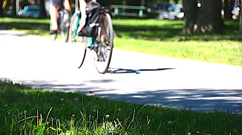 Cyclists on a-path 06OFFFOCUSossvv Stock Footage 47296889